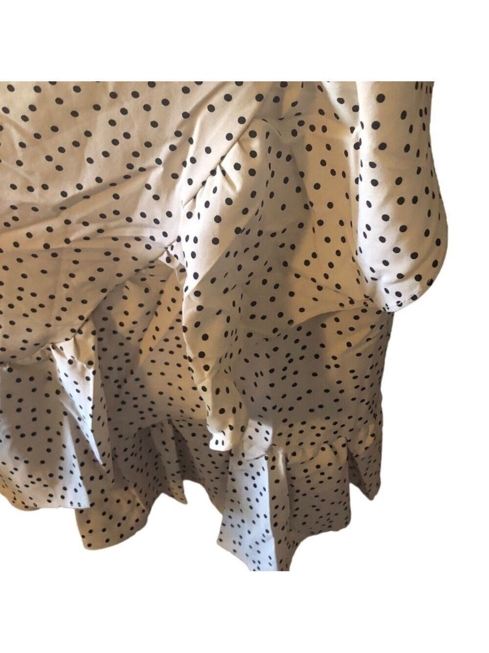 Polka Dot Print Ruffle MiniWrap Dress with Belt, Size XL - Picture 3 of 7